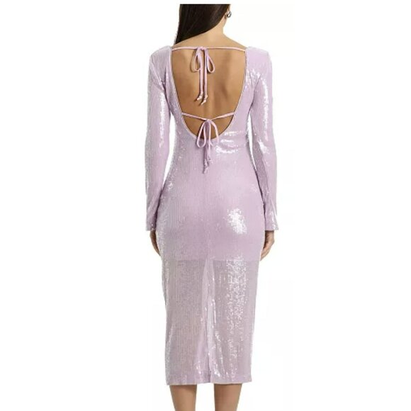 Avec Les Filles Sequin Tie Back Midi Dress NWT $169 - Picture 2 of 10